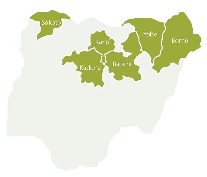 Map showing six RI MOU states in northern Nigeria
