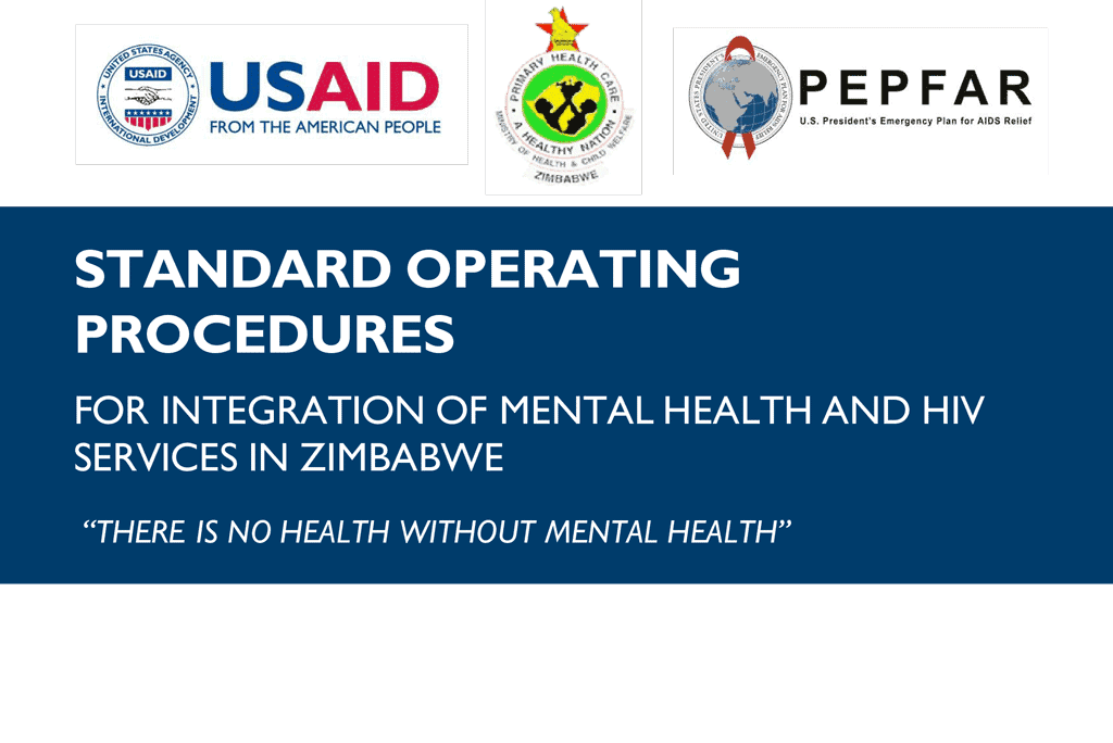 Cover for Standard Operating Procedures for Integration of Mental Health and HIV Services in Zimbabwe