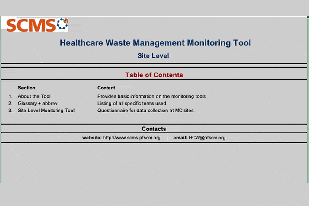 Health Care Waste Management Monitoring Tool