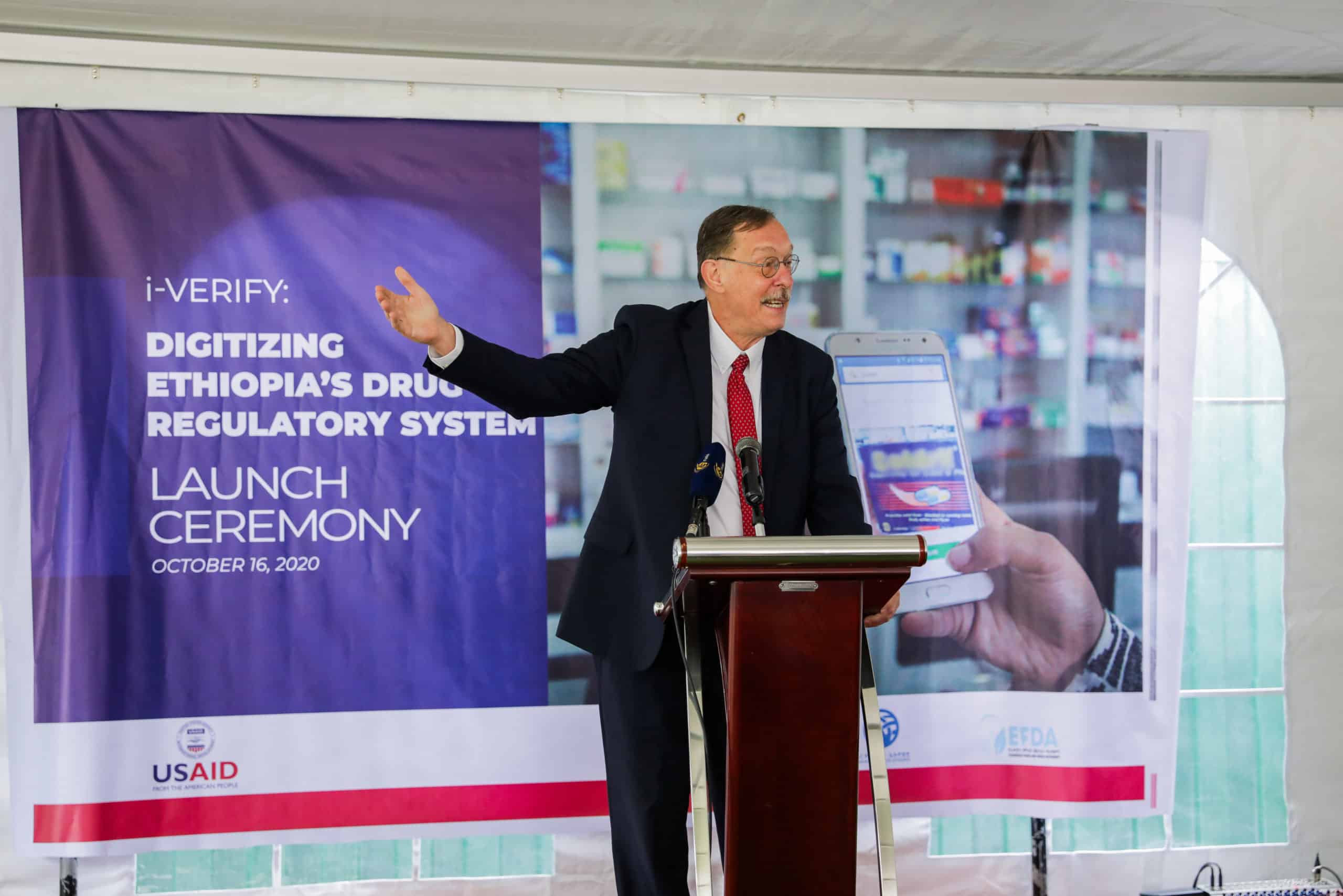 Jim Dobson, USAID’s Deputy Mission Director, at the i-Verify Launch Ceremony.
