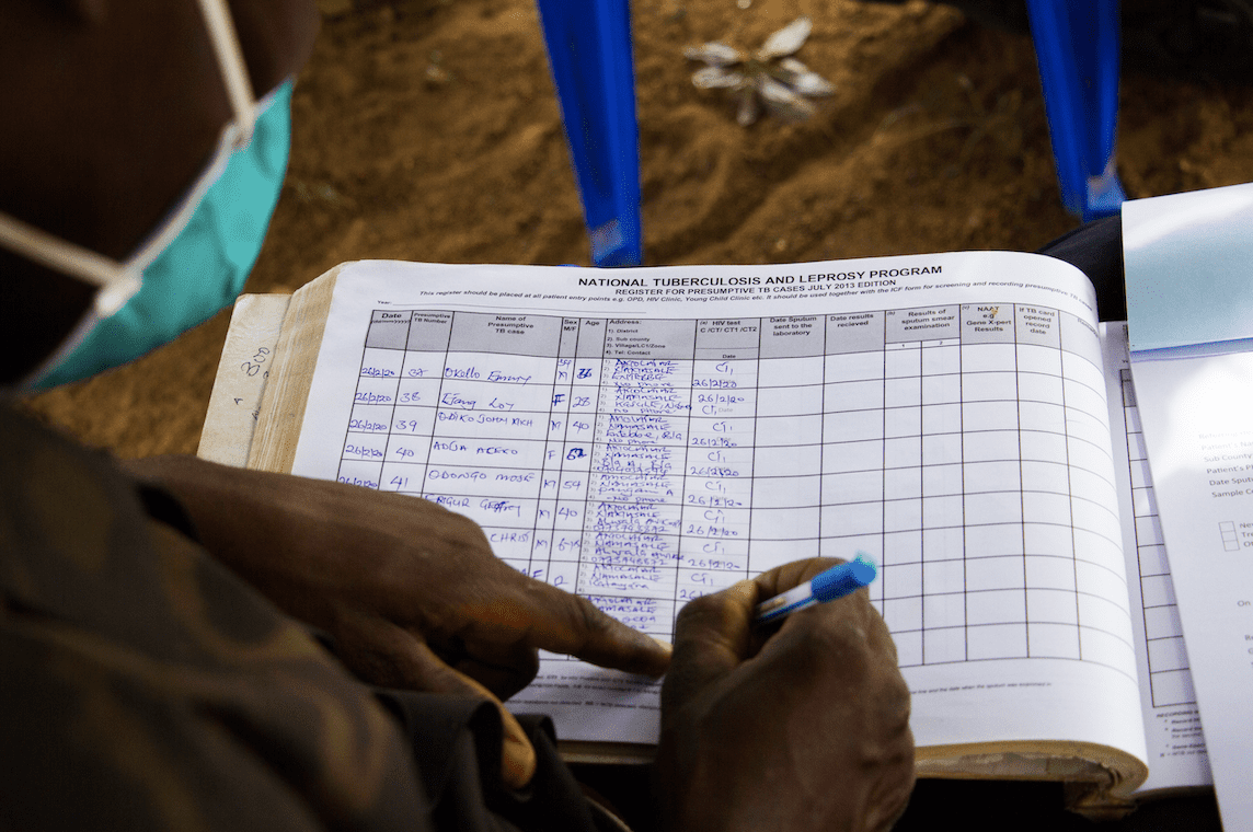 Registers help clinics keep track of clients who have been tested for TB.