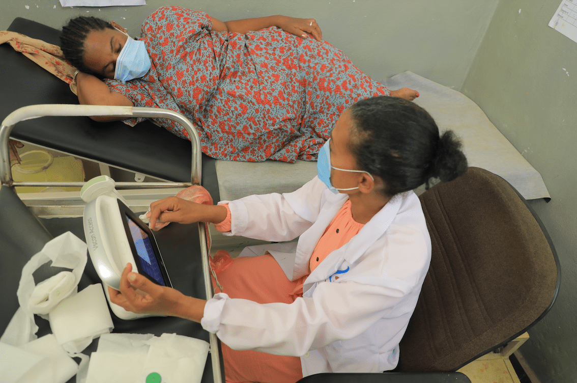 Mrs. Alemu at an ultrasound examination