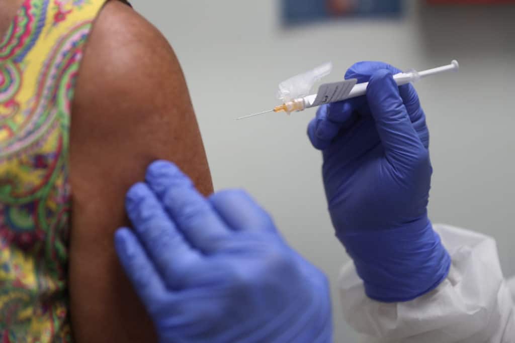 A woman receives a vaccine in Florida.