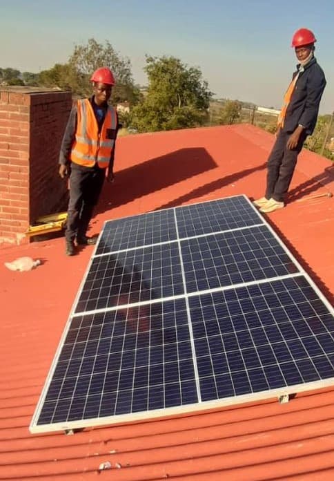 Mberengwa solar panel installation for TB ECHO connectivity. Photo credit: AU.