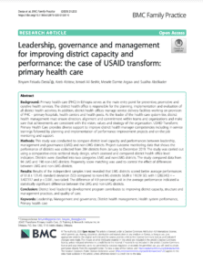 Leadership, governance and management for improving district capacity and performance: the case of USAID transform: primary health care