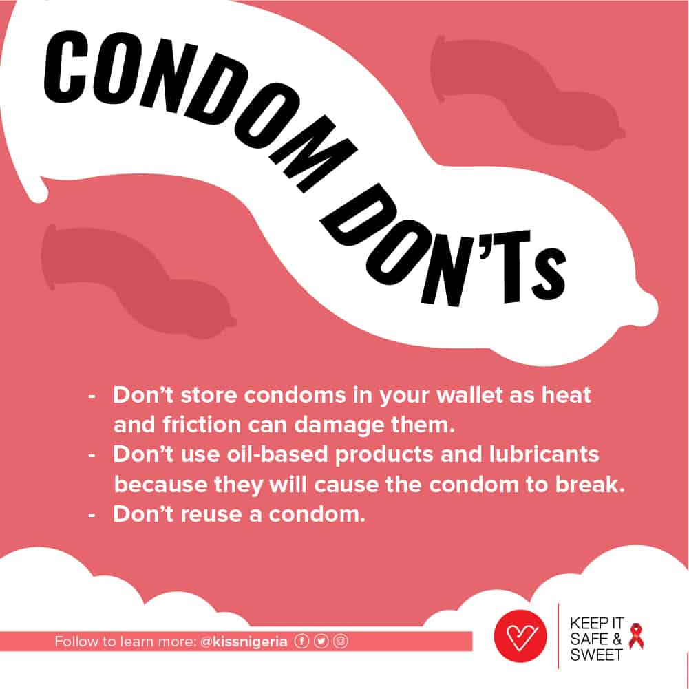 KISS campaign image that details how NOT to use Condoms