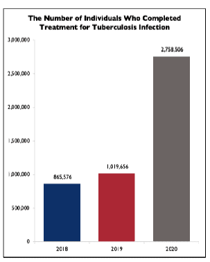 The Number of Individuals who Completed Treatment for Tuberculosis Infection. Source: The USAID Development Report to Congress on the Prevention of Tuberculosis (FY 2019).