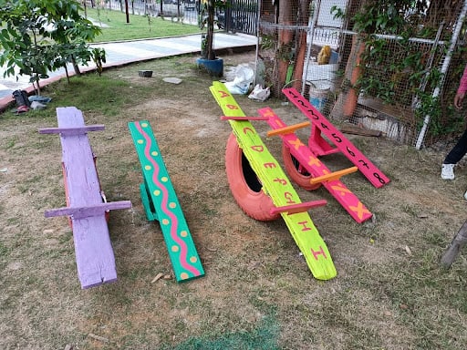 BHC built swings, benches, and other play equipment for children with reused waste materials collected in communities.