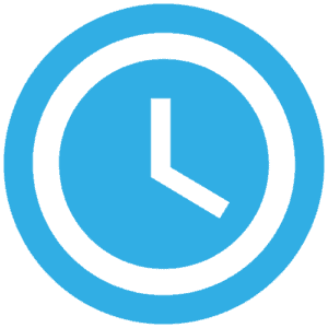 blue and white clock icon