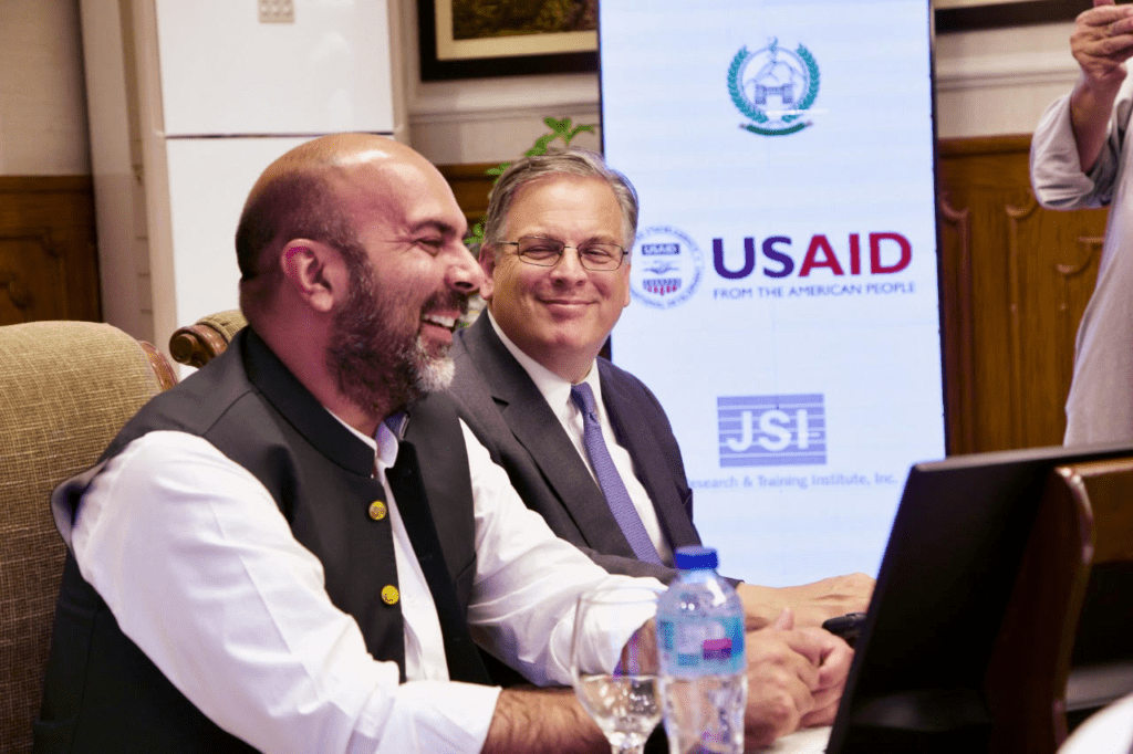U.S. Ambassador to Pakistan Donald Blome and KP Minister of Health Taimur Khan Jhagra