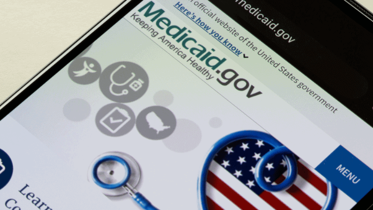 Medicaid.gov website displayed on a phone.