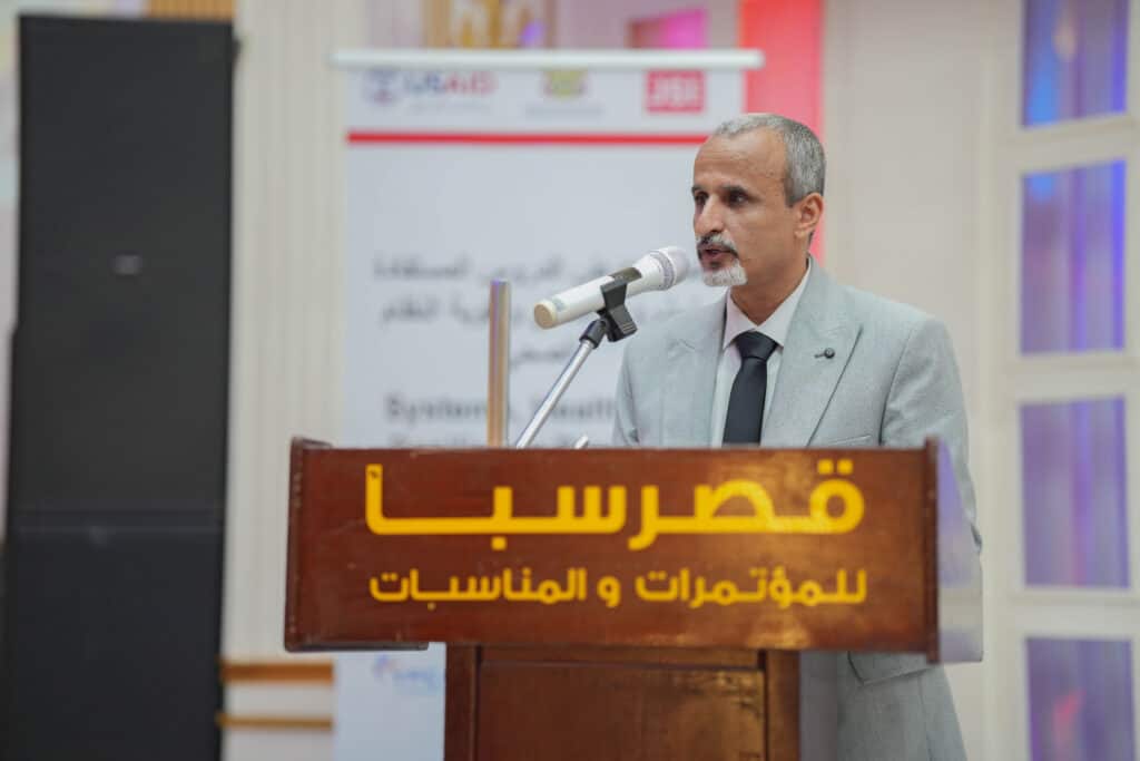 Dr. Salim Al-Shabahi, deputy minister for the population sector from the Yemen Ministry of Public Health and Population, expresses gratitude to USAID and JSI for working together with the Ministry to improve the health sector.